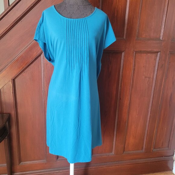J.Jill Womens Blue Pleated Tunic Dress 3X Pima Cotton/Modal Blend - Picture 1 of 5